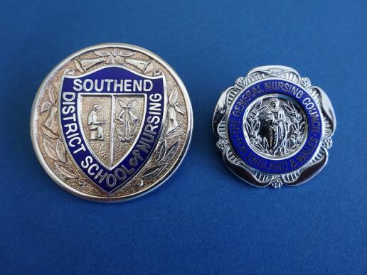 Southend District School of Nursing,Silver Nurses badge and her GNC Badges