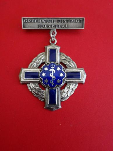 Greenwich District Hospital,Silver pendant Nurses badge