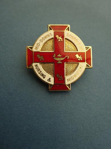 Mid Downs Schools of Nursing & Midwifery,Silver gilt  nurses badge