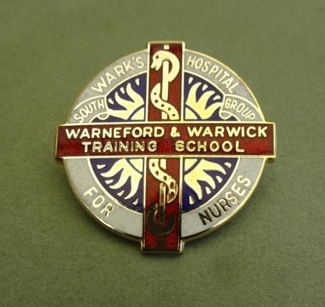 Warneford & Warwick Training School for Nurses ,silver gilt nurses Badge