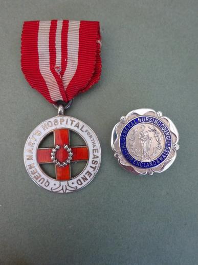 Queen Mary's Hospital for the East End,silver Nurses medal and GNC Pair