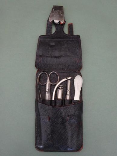 Nurses Leather Chatelaine set with instruments,W.H Bailey & Sons