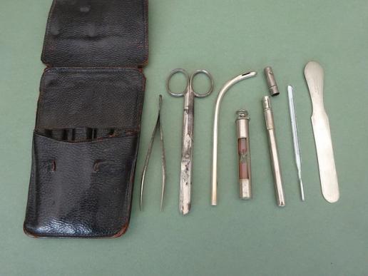 Nurses Leather Chatelaine set with instruments,W.H Bailey & Sons