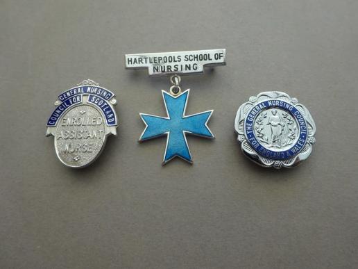 Hartlepools School of Nursing, nurses badges set.