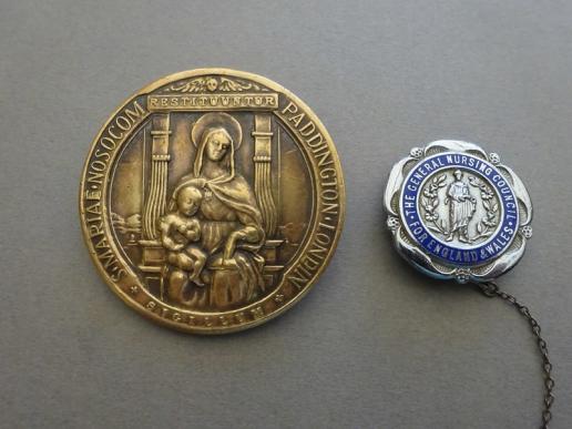 St Mary's Hospital Paddington,Large Nurses Badge and GNC pair