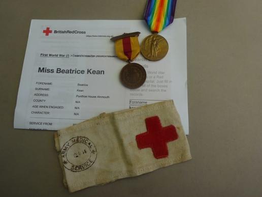 WW1 Northumberland VAD medal, Victory medal and Armband