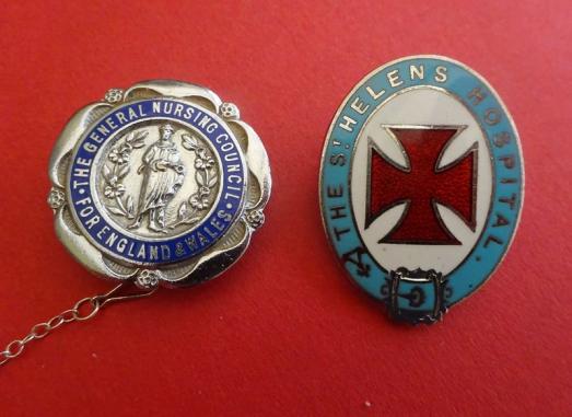 The St Helens Hospital/GNC Nurses badge pair