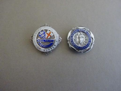 Hull Royal Infirmary Training School of Nursing,Silver nurses badge & matching GNC