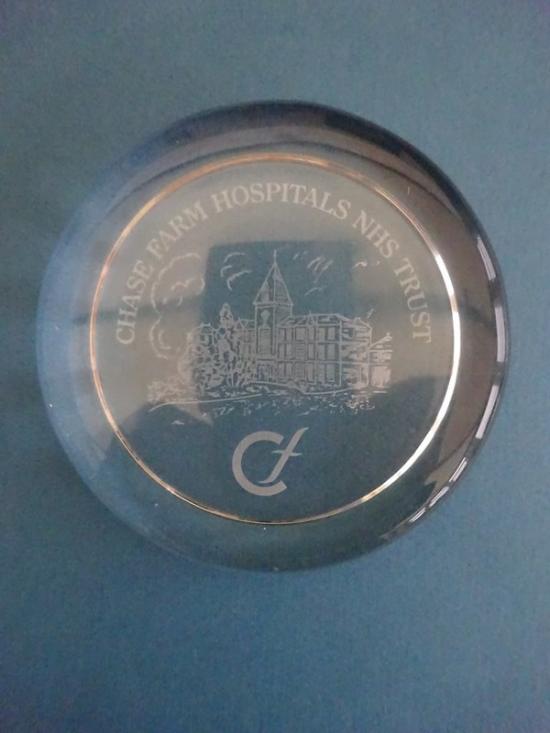 Chase Farm Hospitals NHS Trust ,Glass paperweight