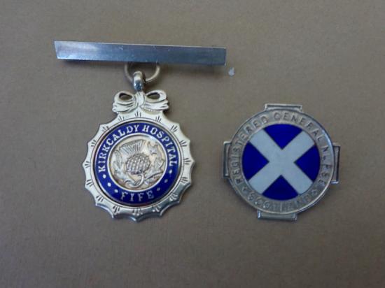 Kirkaldy Hospital Fife,RGN Scotland silver badge pair
