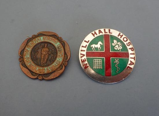 Nevill Hall Hospital Abergavenny,silver nurses badge & SEN Pair