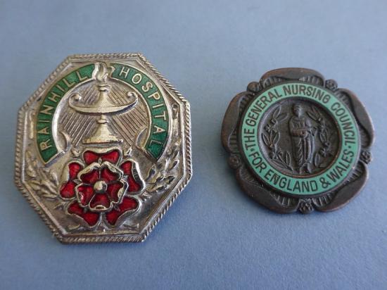 Rainhill Hospital Merseyside,Enrolled Mental Nurses badge pair