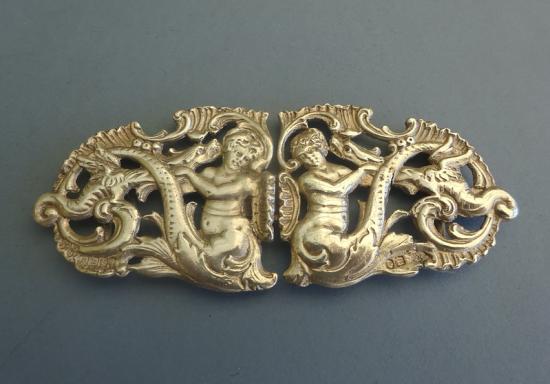 Silver two piece Merfolk & Sea Monster Buckle,FOR DISPLAY ONLY