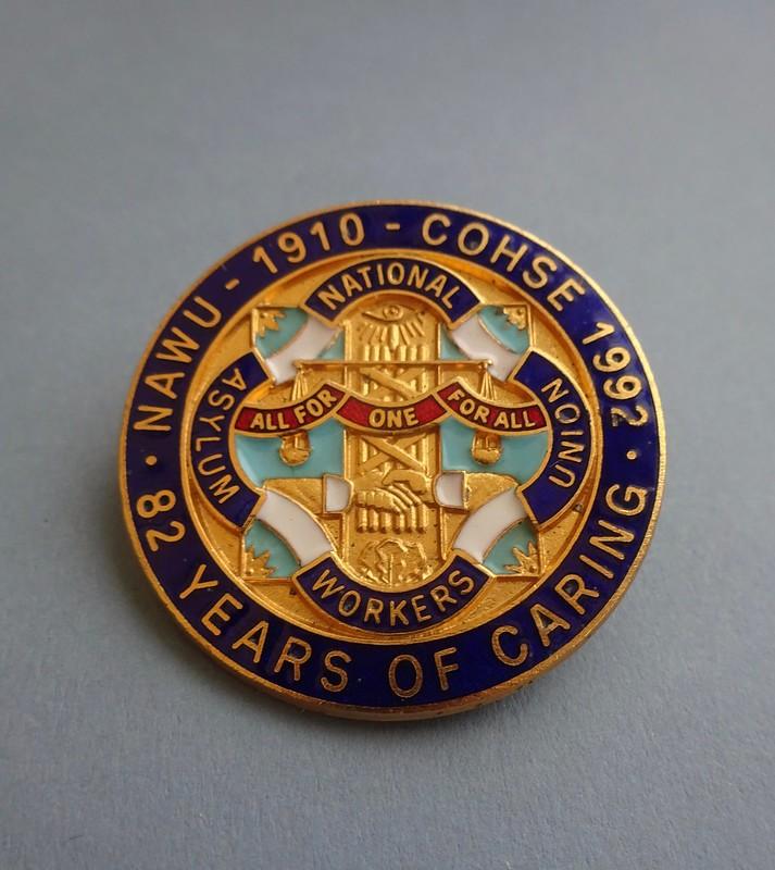 National Aslum Workers Union/COHSE  1992 commemorative badge