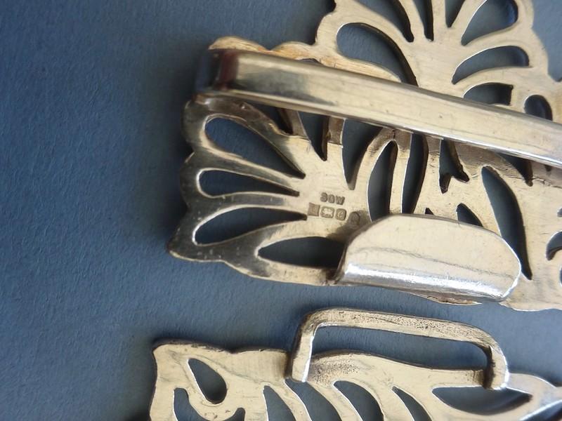 Silver two piece Nurses Belt buckle, Modern swirls SGW 1977