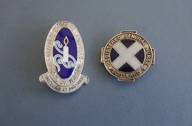 Glasgow Northern Hospitals silver School of Nursing  & RGN Scotland badges