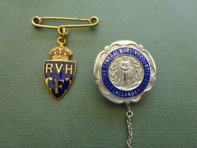 Royal Victoria Hospital Folkestone/silver GNC pair of Nurses Badges