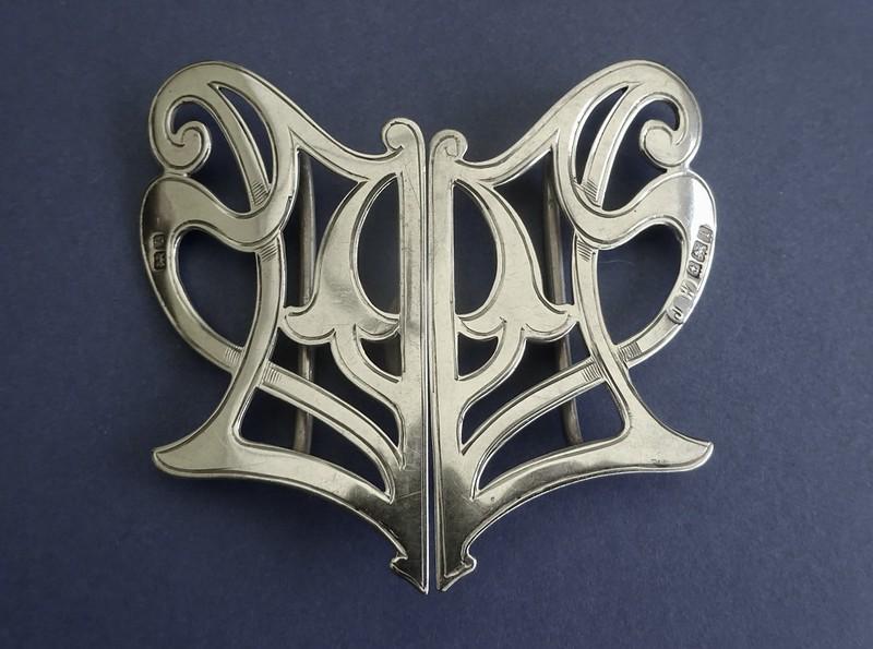 Art Nouveau silver two piece buckle,JW(Joseph Walton) Birmingham 1908