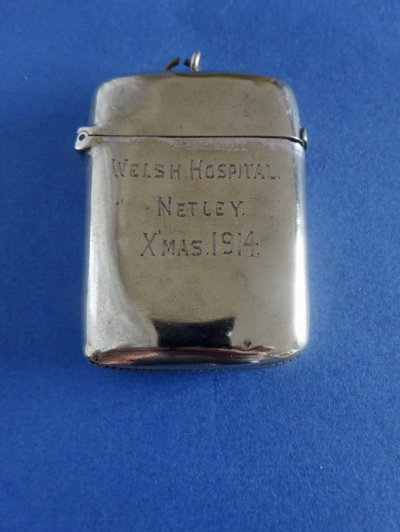 Welsh Hospital Netley Xmas 1914,silver plated Vesta case