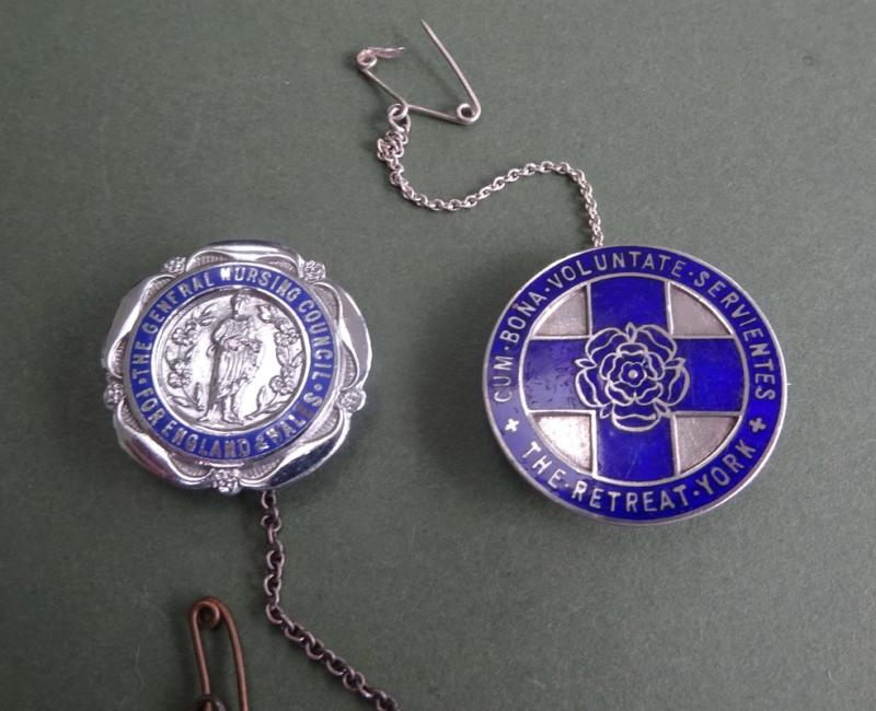 The Retreat Mental Hospital  York/ GNC Pair of nurses badges