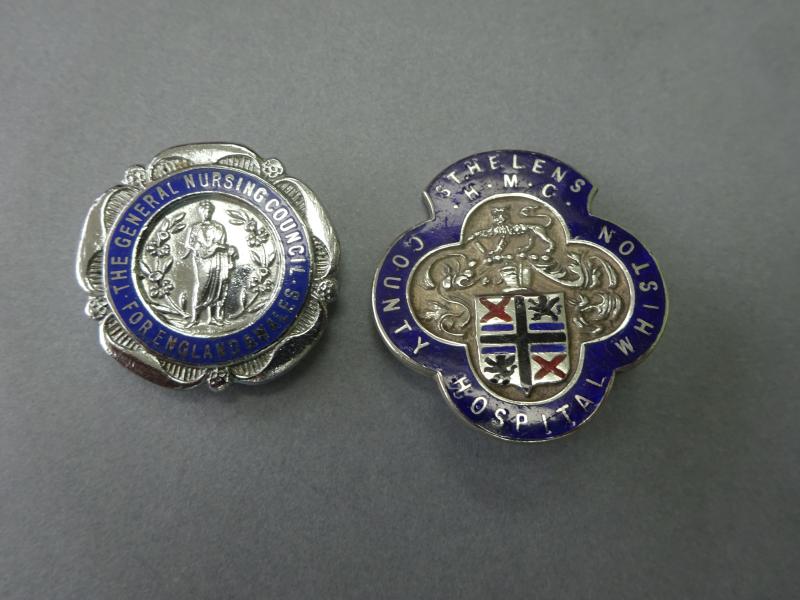 County Hospital Whiston/ GNC , Pair of matched Nurses badges