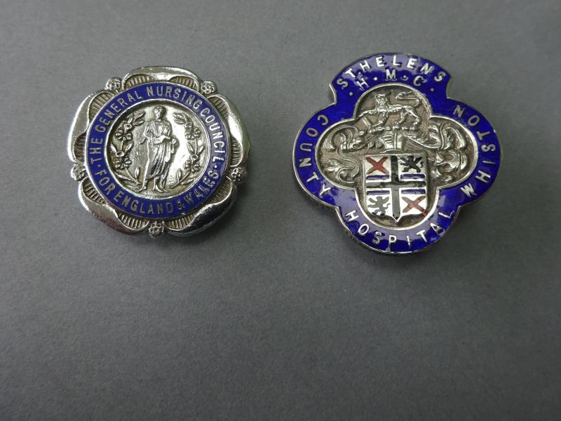 County Hospital Whiston/GNC , Pair of matched Nurses Badges