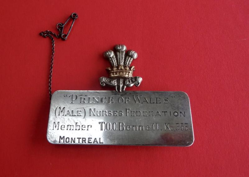 Prince of Wales (Male)Nurses Federation Montreal , Name badge