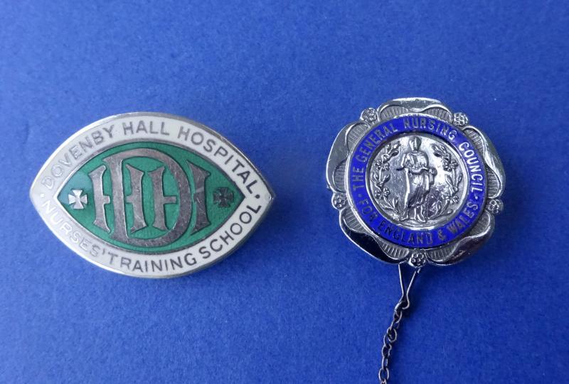 Dovenby Hall Hospital, Nurse's Training School,silver badge and GNC