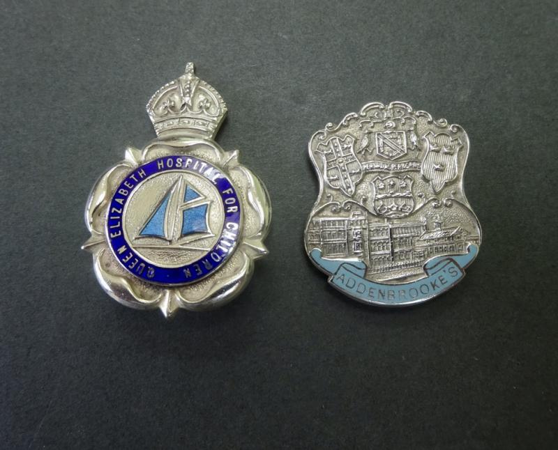 Queen Elizabeth Hospital for Children/Addenbrooke's Hospital Cambridge,pair of silver Nurses Badges