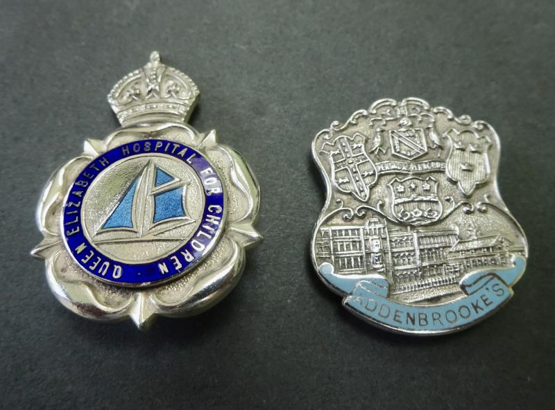Queen Elizabeth Hospital for Children/Addenbrooke's Hospital Cambridge,pair of silver Nurses Badges