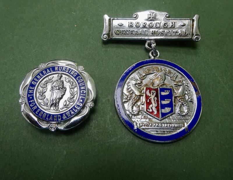 Ipswich Borough General Hospital/General Nursing Council for England & Wales ,Nurses badges pair.