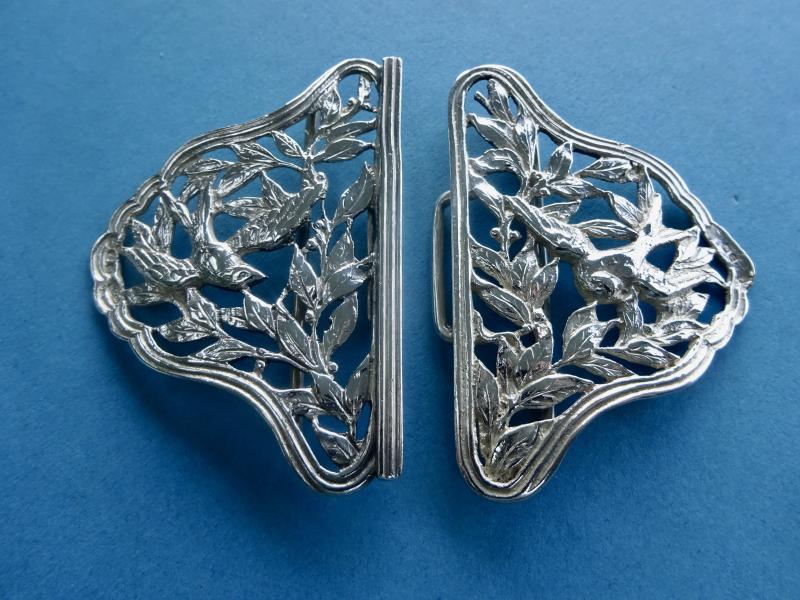 Two piece Silver Nurses Belt Buckle, Swallows,Synyer & Beddoes Birmingham 1899