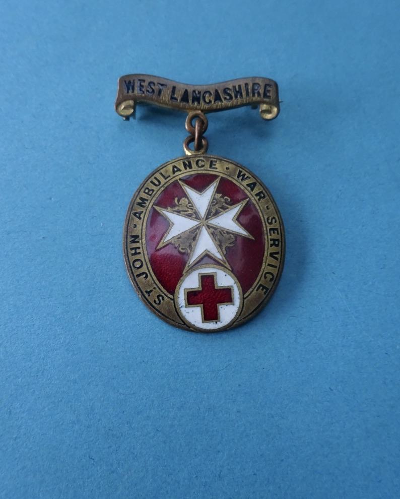 World War One St John Ambulance War Service,Overseas badge-West Lancashire