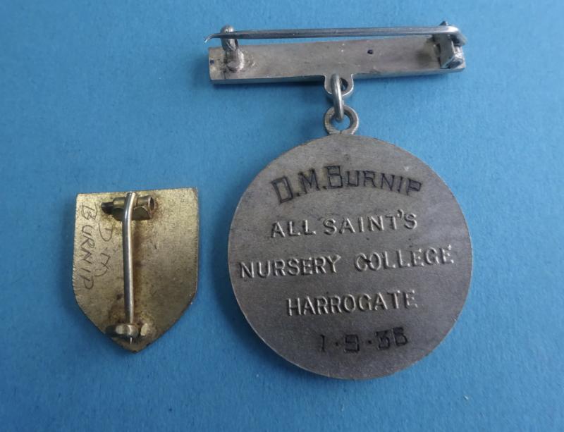 All Saints Nursery College Harrogate,Nursery Nurse nurse badge to a later Nightingale trained nurse