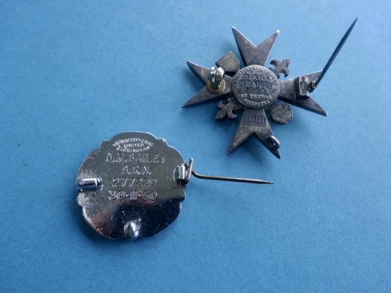 Nightingale School of Nursing St Thomas's Hospital,Silver Nurses Badge(Diana M Bailey) & GNC Badge