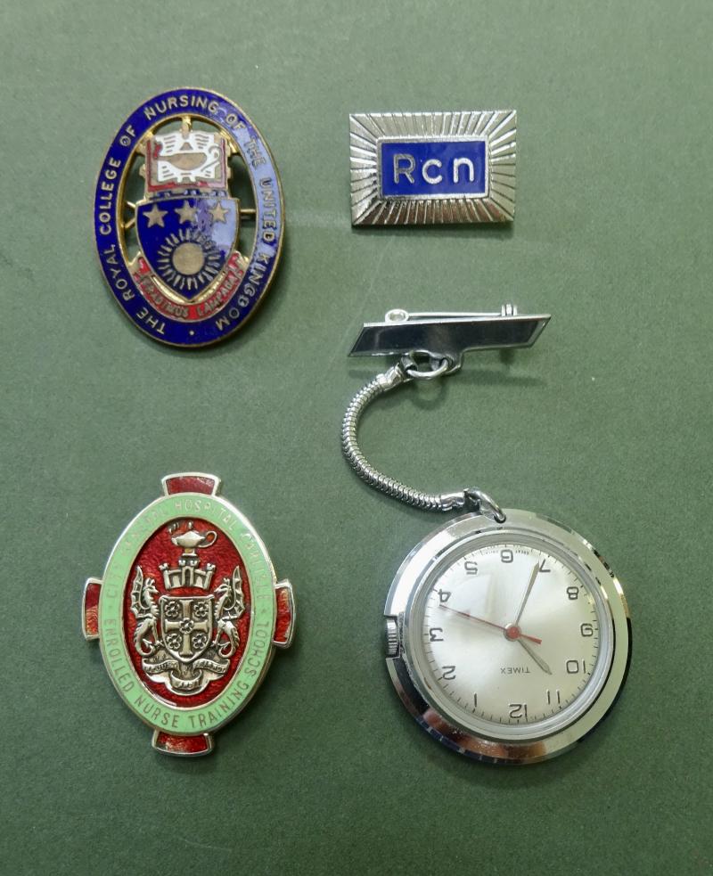 City General Hospital Carlisle, silver Enrolled Nurse Badge & RCN /fob watch